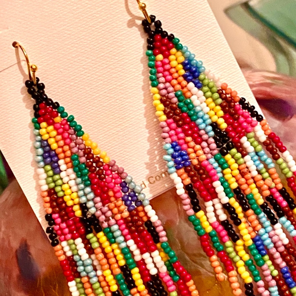 NWT Neiman Marcus/Panacea Rainbow Fringe Chandeliers - Picture 5 of 13